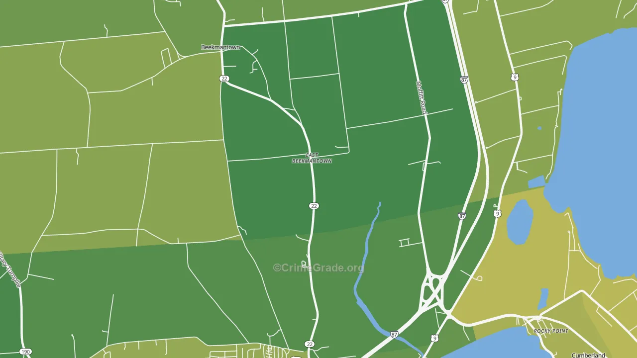 East Beekmantown, NY Map of Murder Rates