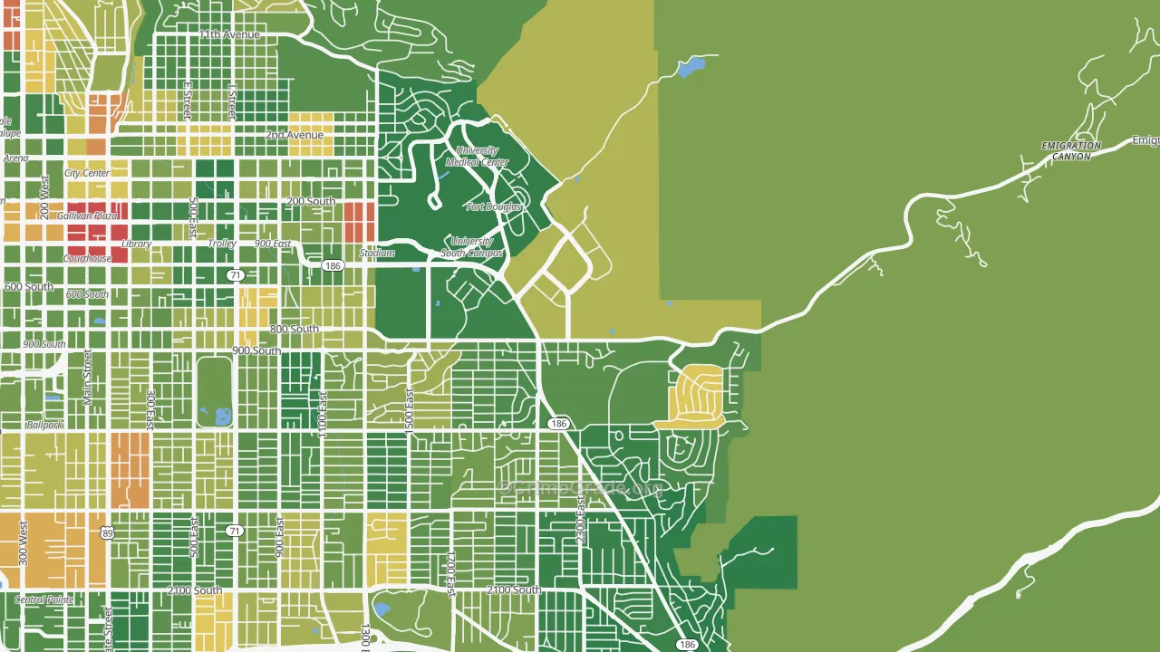 East Bench, Salt Lake City, UT Map of Murder Rates