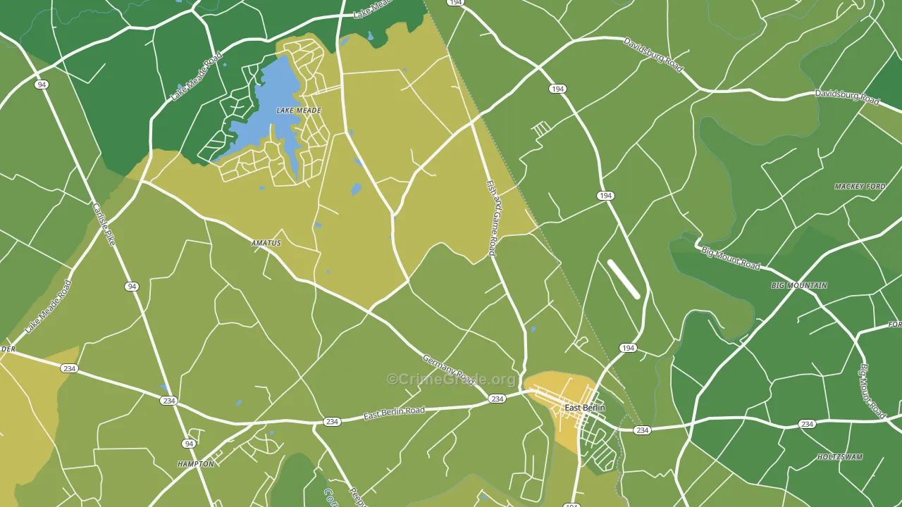 East Berlin, PA Map of Murder Rates
