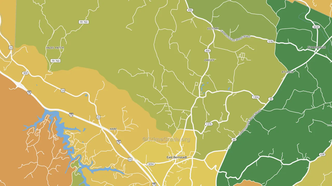 East Bernstadt, KY Map of Murder Rates