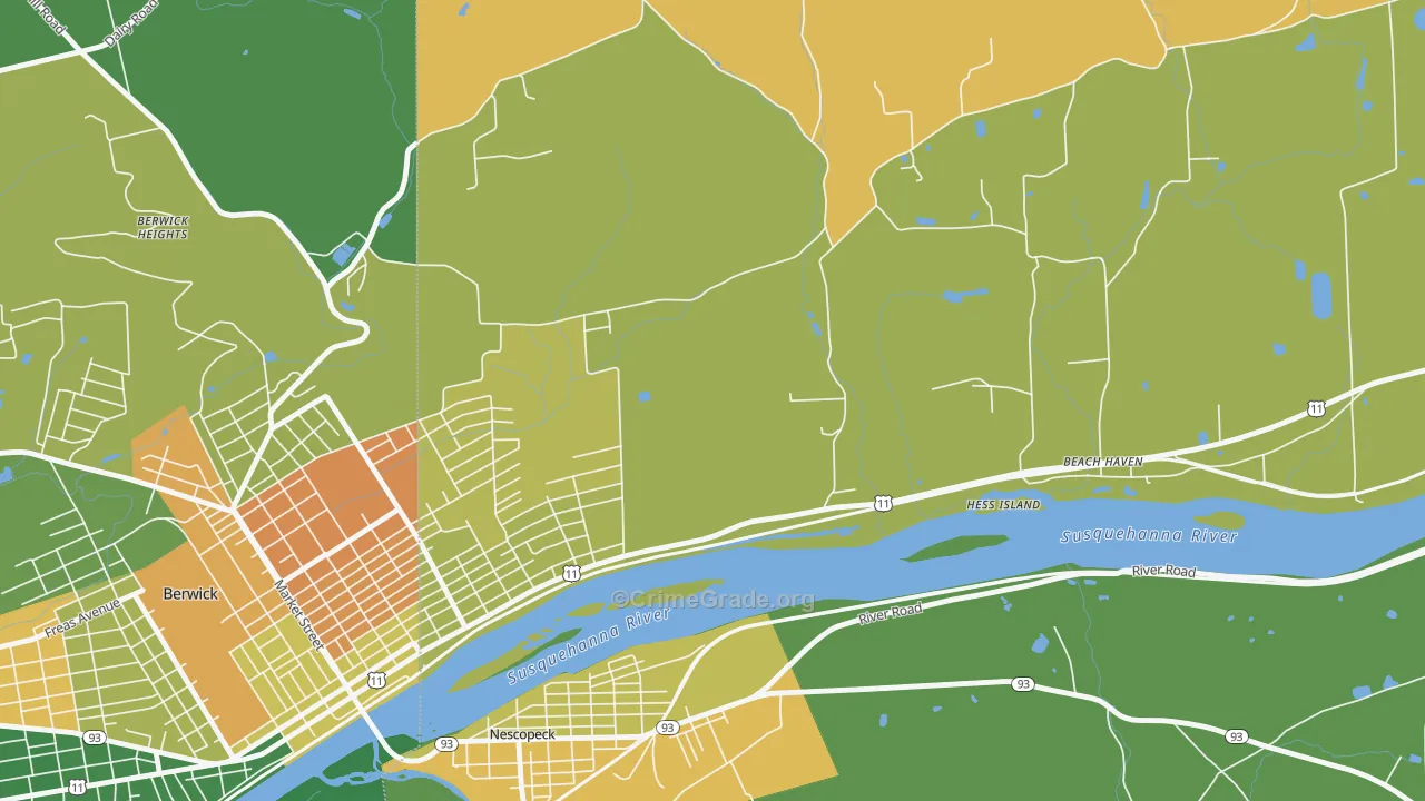 East Berwick, PA Map of Murder Rates