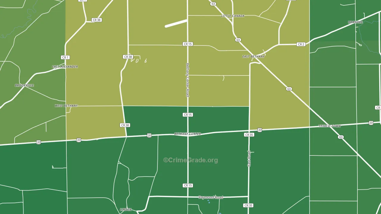 East Bethany, NY Map of Murder Rates