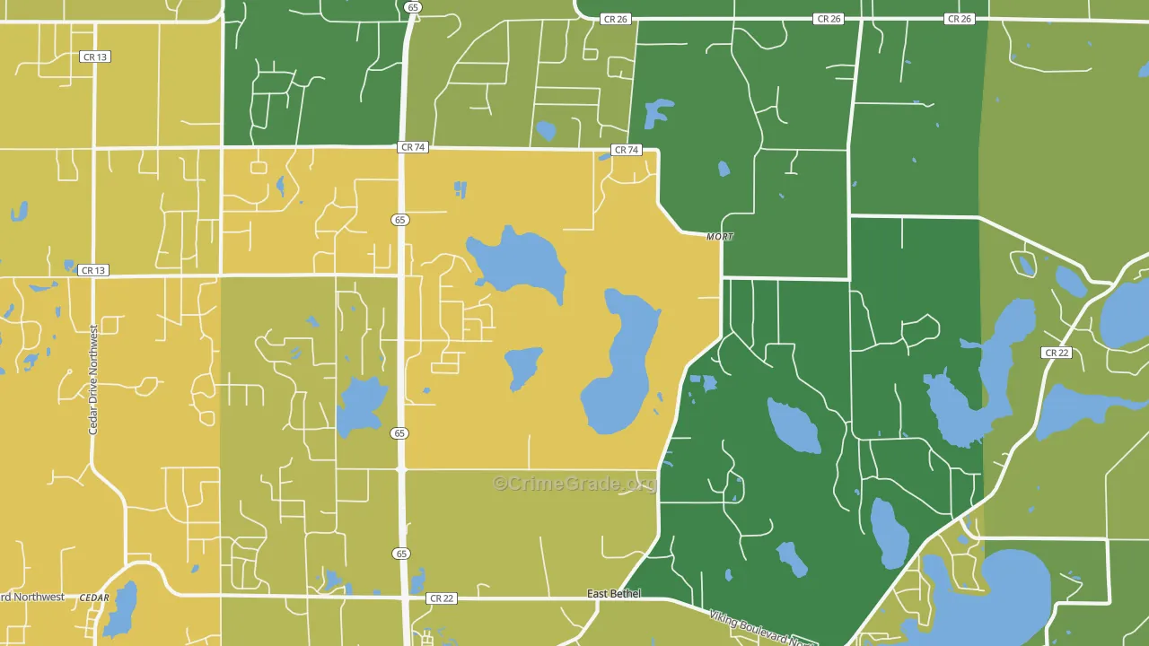 East Bethel, MN Map of Murder Rates