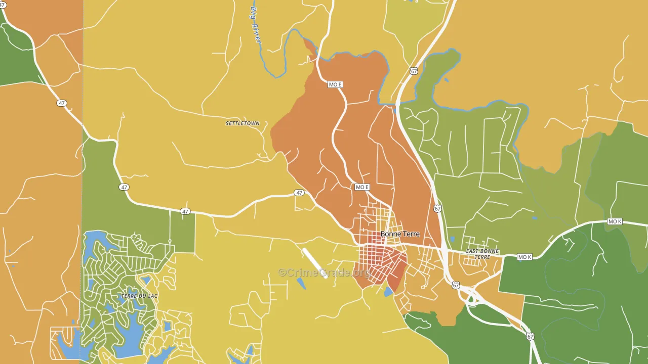 East Bonne Terre, MO Map of Murder Rates