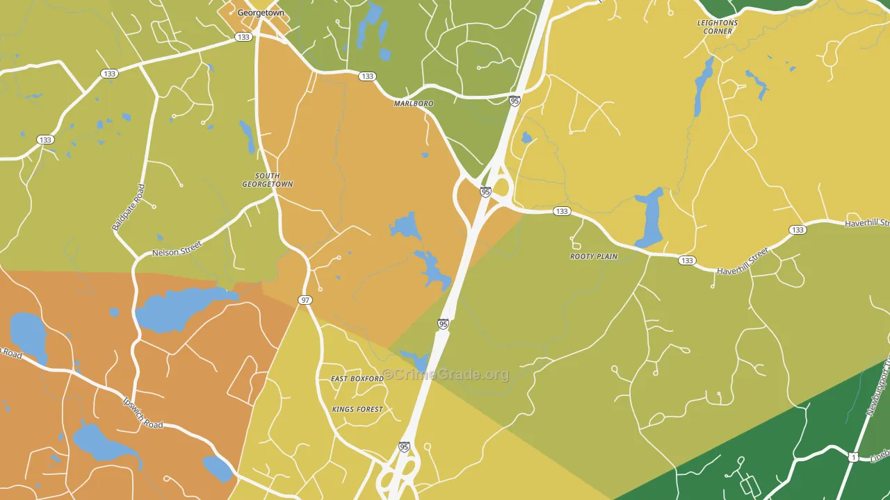 East Boxford, MA Map of Murder Rates