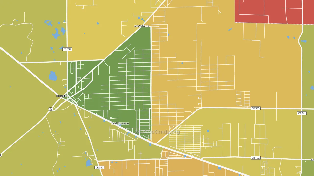 East Bronson, FL Map of Murder Rates