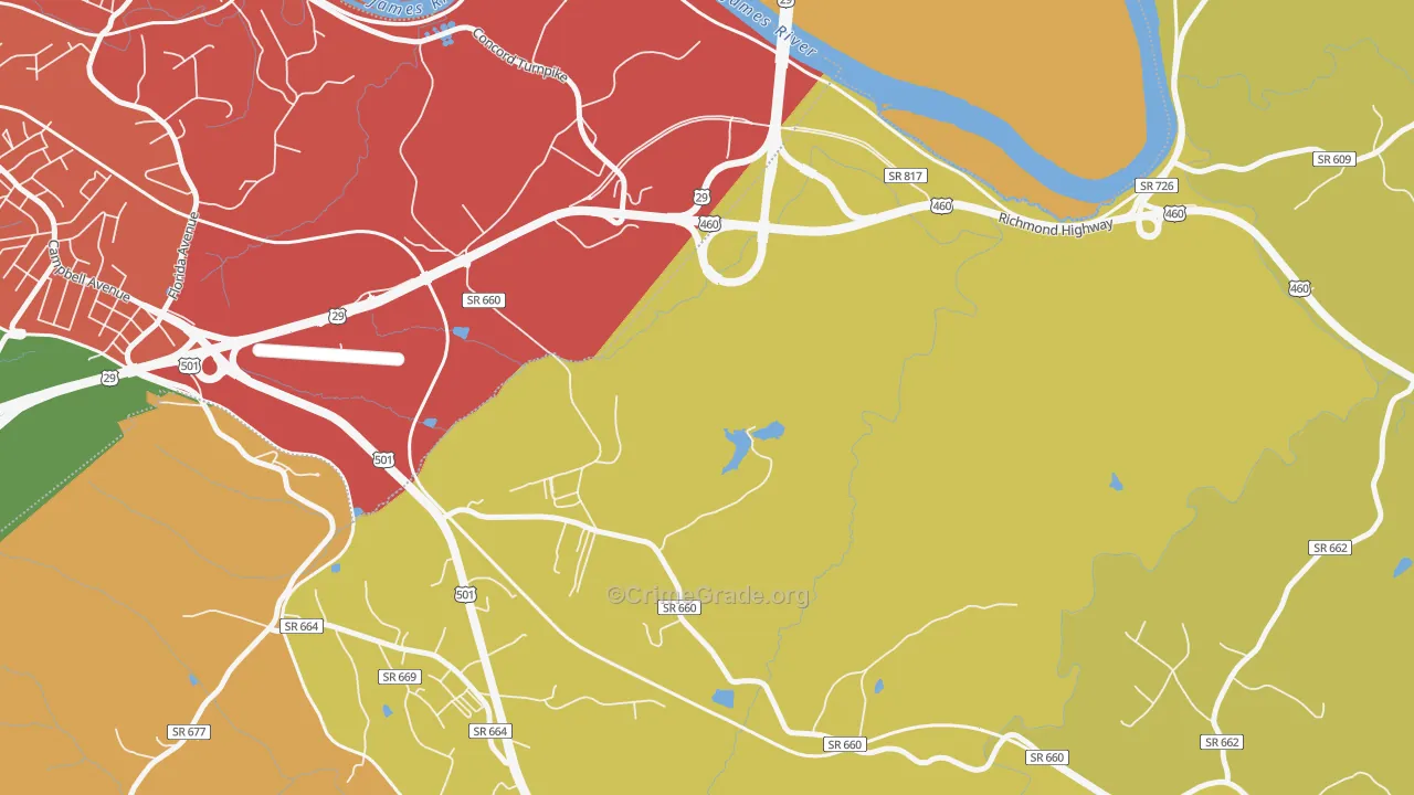 East Brook, VA Map of Murder Rates