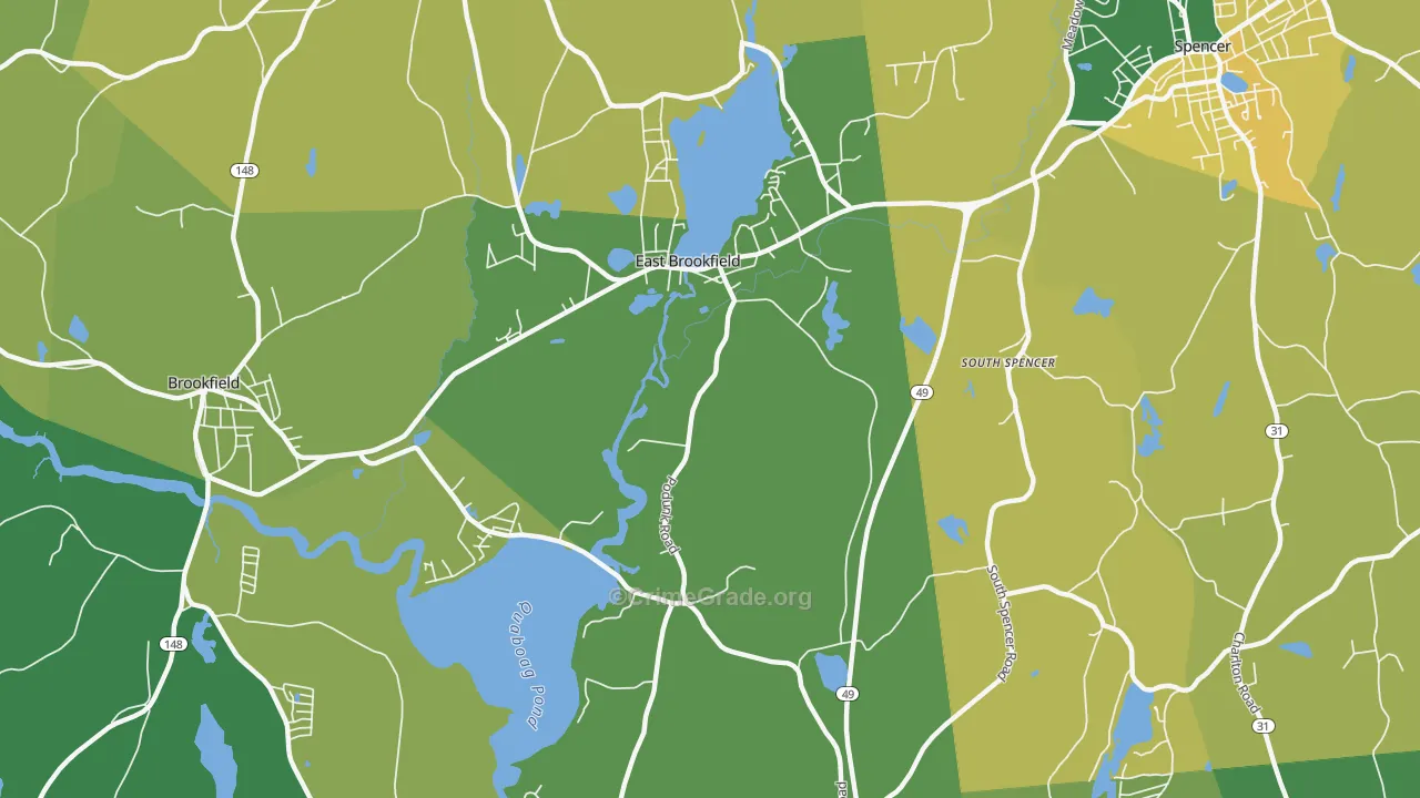 East Brookfield, MA Map of Murder Rates