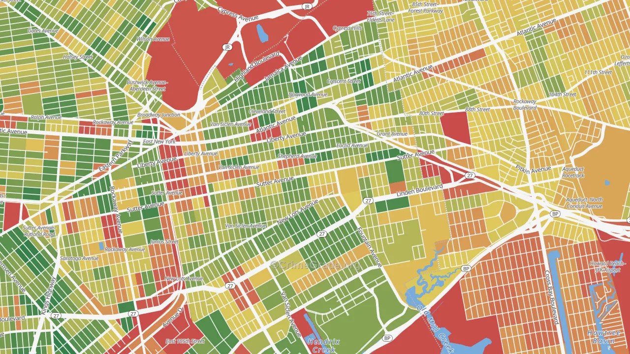 East Brooklyn, Brooklyn, NY Map of Murder Rates