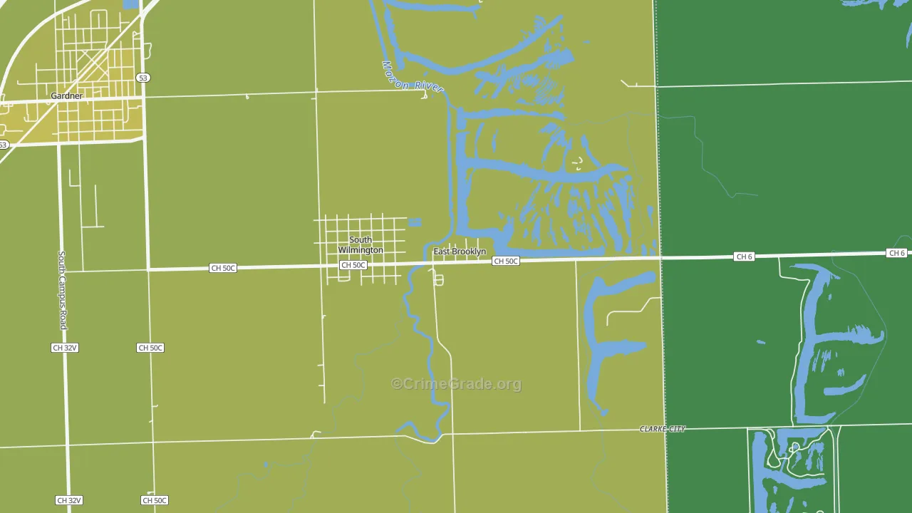 East Brooklyn, IL Map of Murder Rates