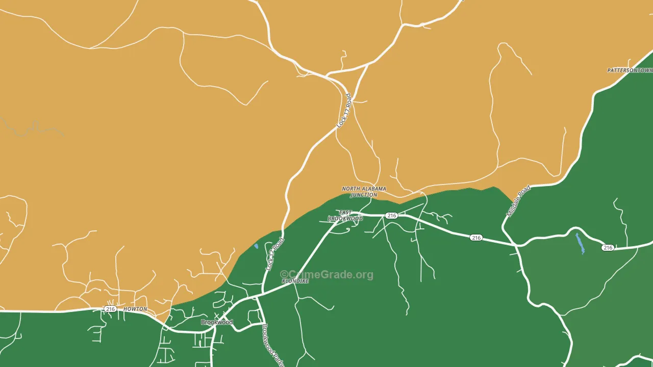 East Brookwood, AL Map of Murder Rates