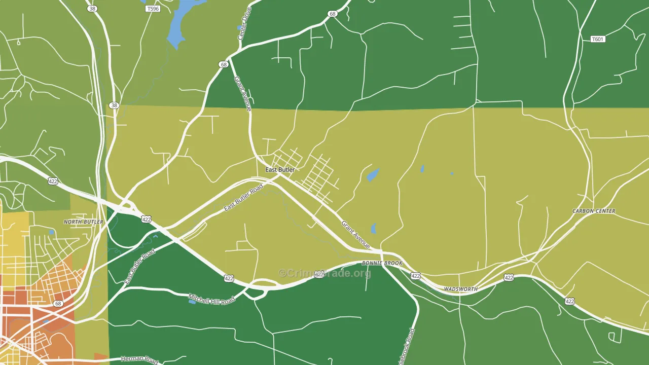 East Butler, PA Map of Murder Rates