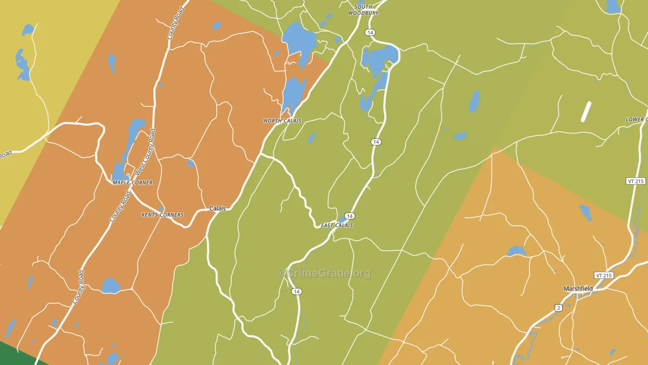 East Calais, VT Map of Murder Rates