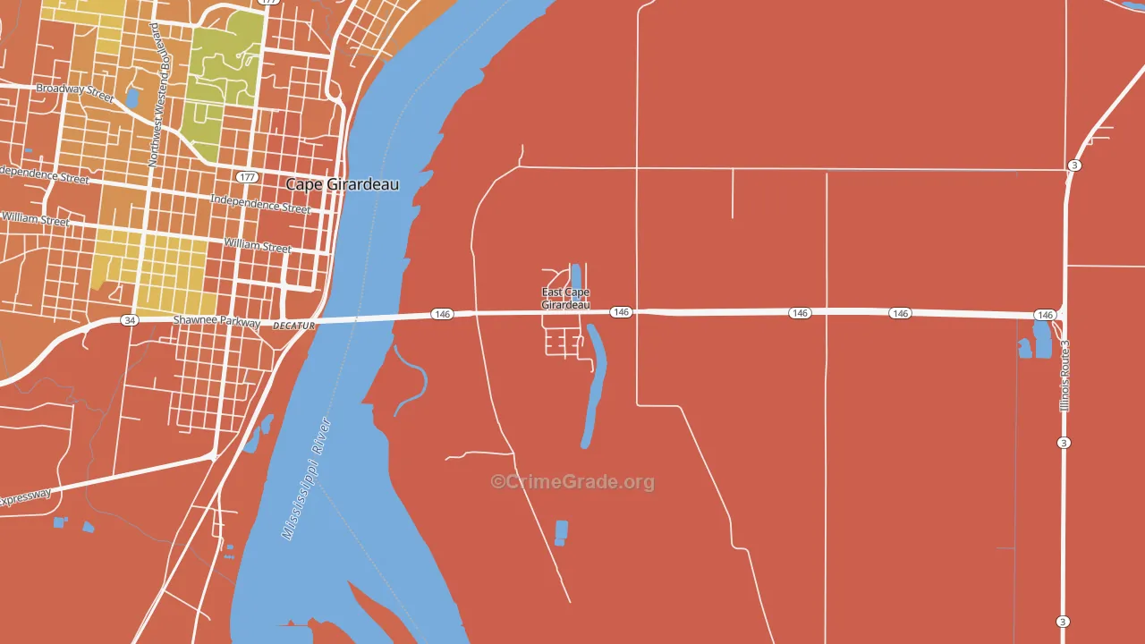 East Cape Girardeau, IL Map of Murder Rates