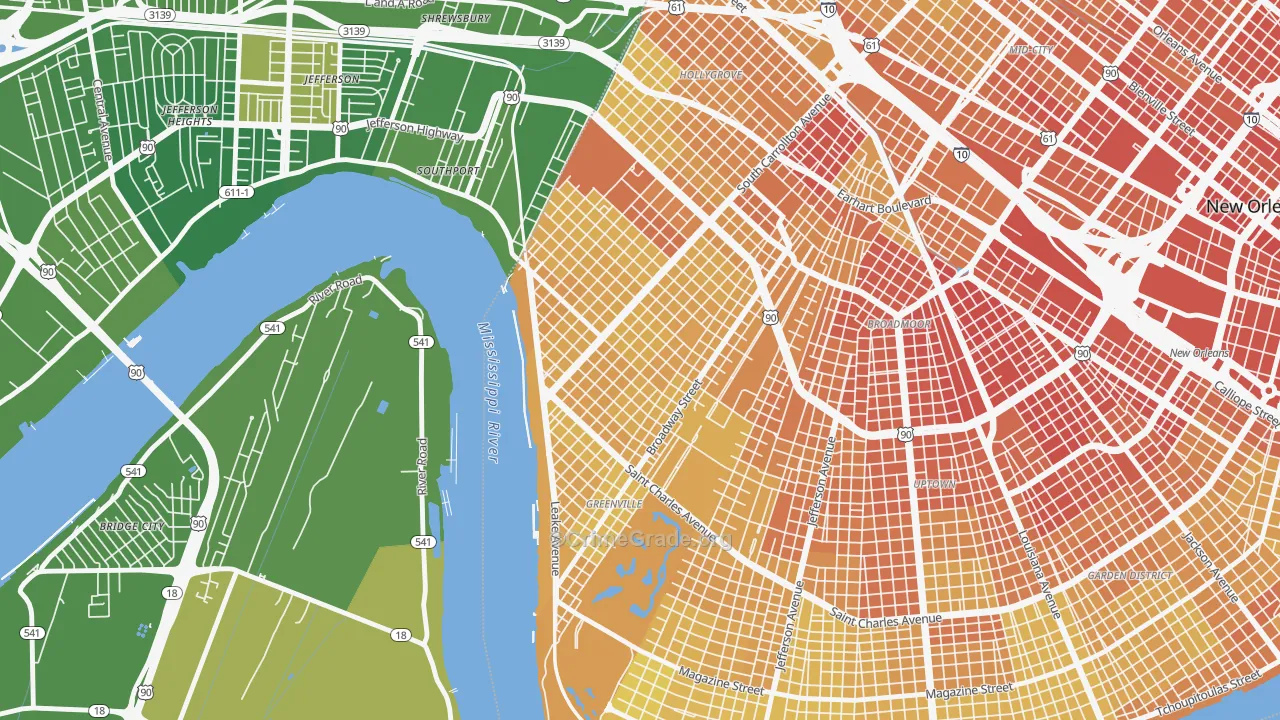 East Carollton, New Orleans, LA Map of Murder Rates