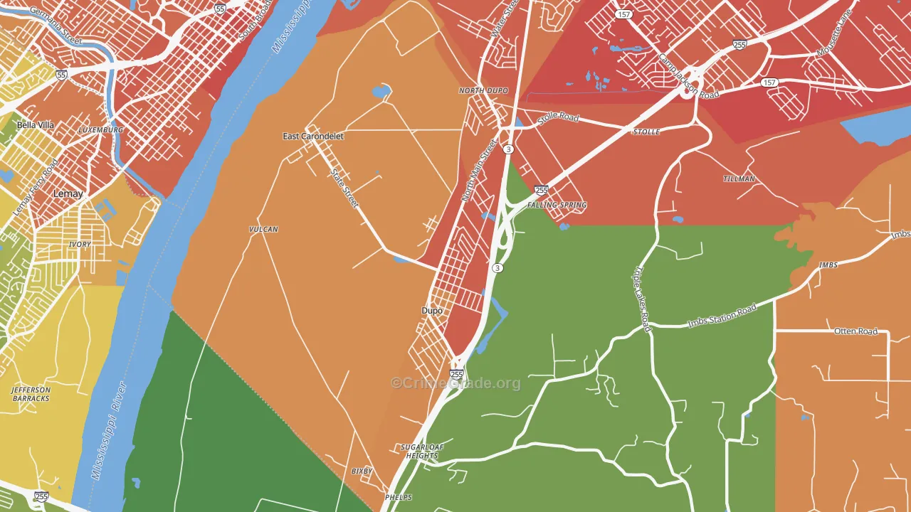 East Carondelet, IL Map of Murder Rates