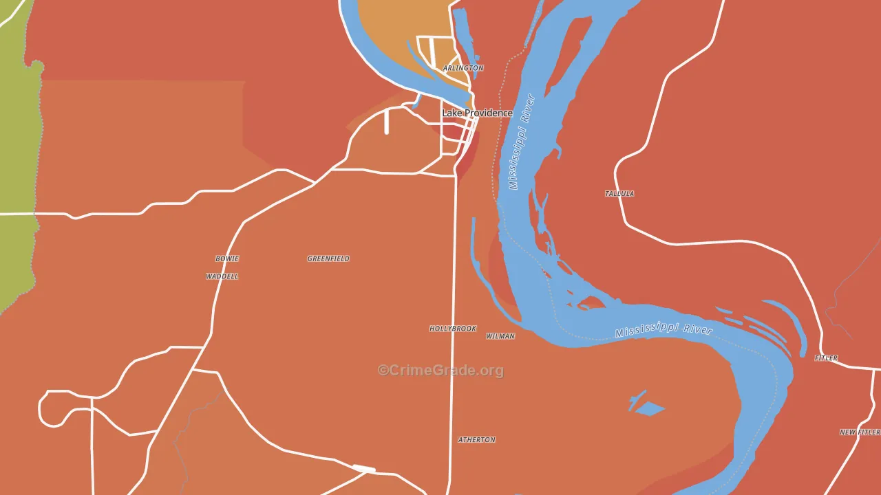 East Carroll Parish, LA Map of Murder Rates