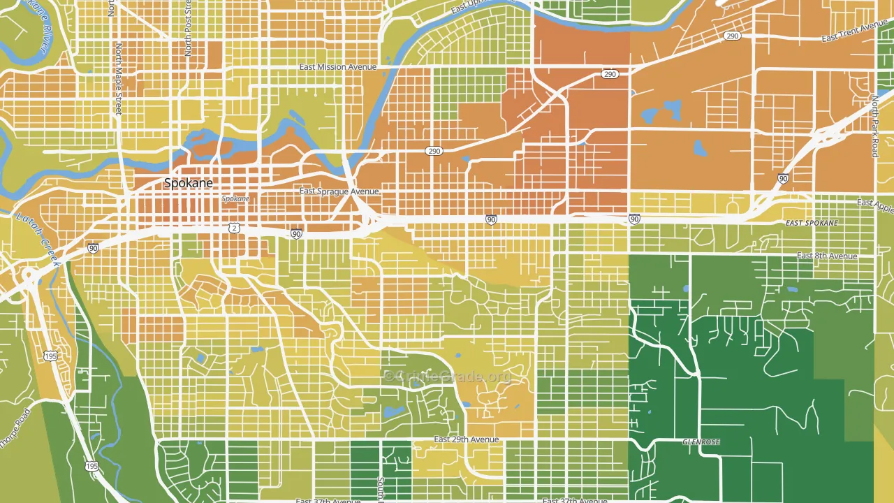 East Central, Spokane, WA Map of Murder Rates