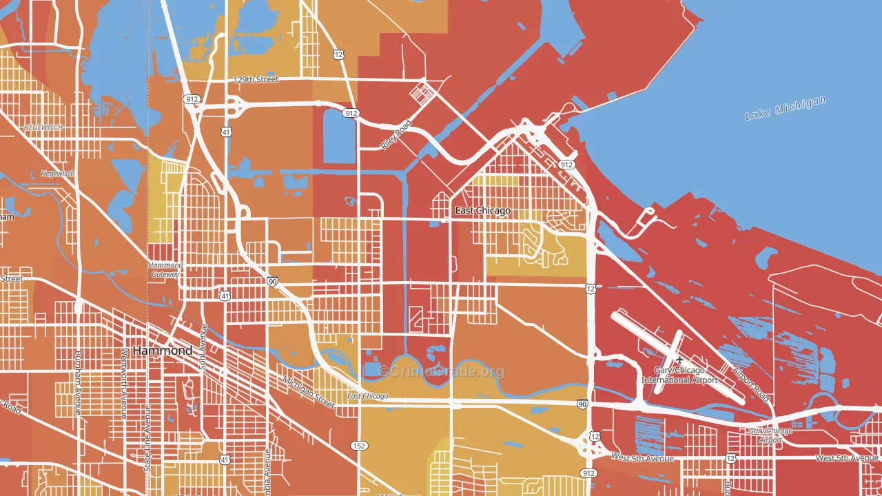 East Chicago, IN Map of Murder Rates