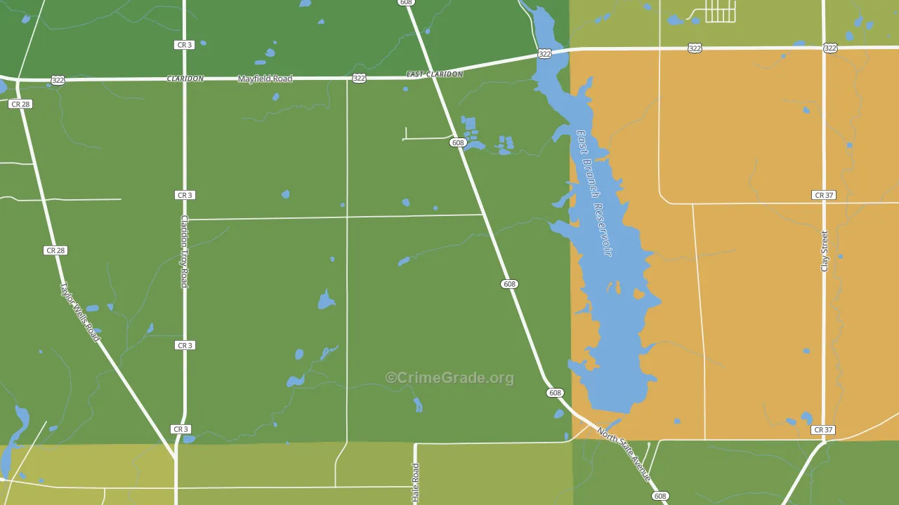 East Claridon, OH Map of Murder Rates