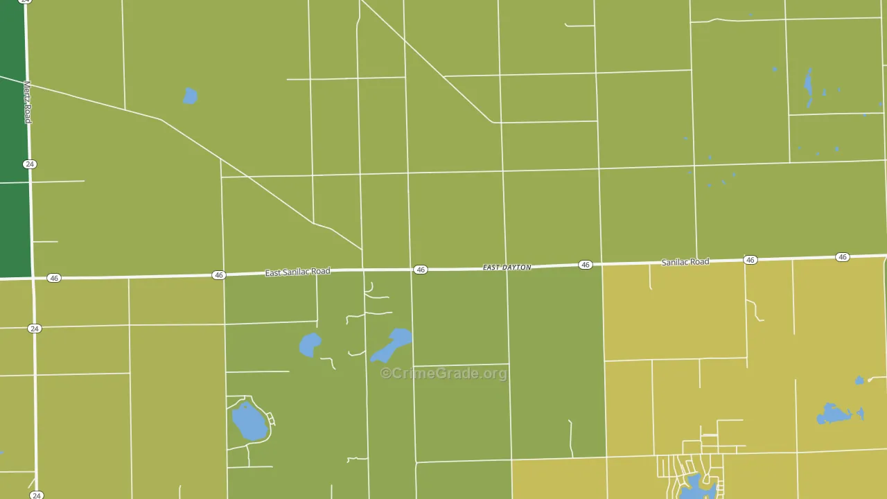 East Dayton, MI Map of Murder Rates