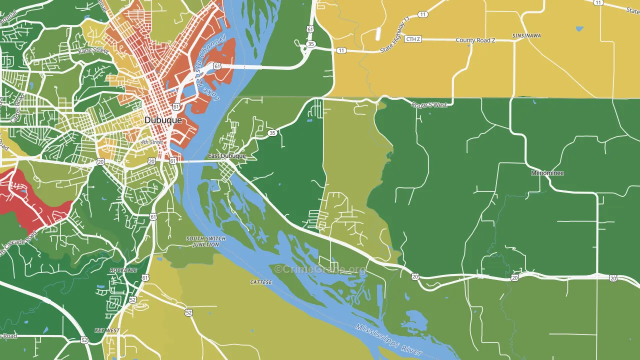 East Dubuque, IL Map of Murder Rates
