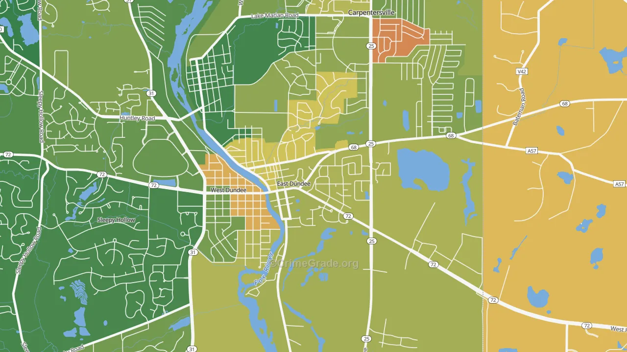 East Dundee, IL Map of Murder Rates