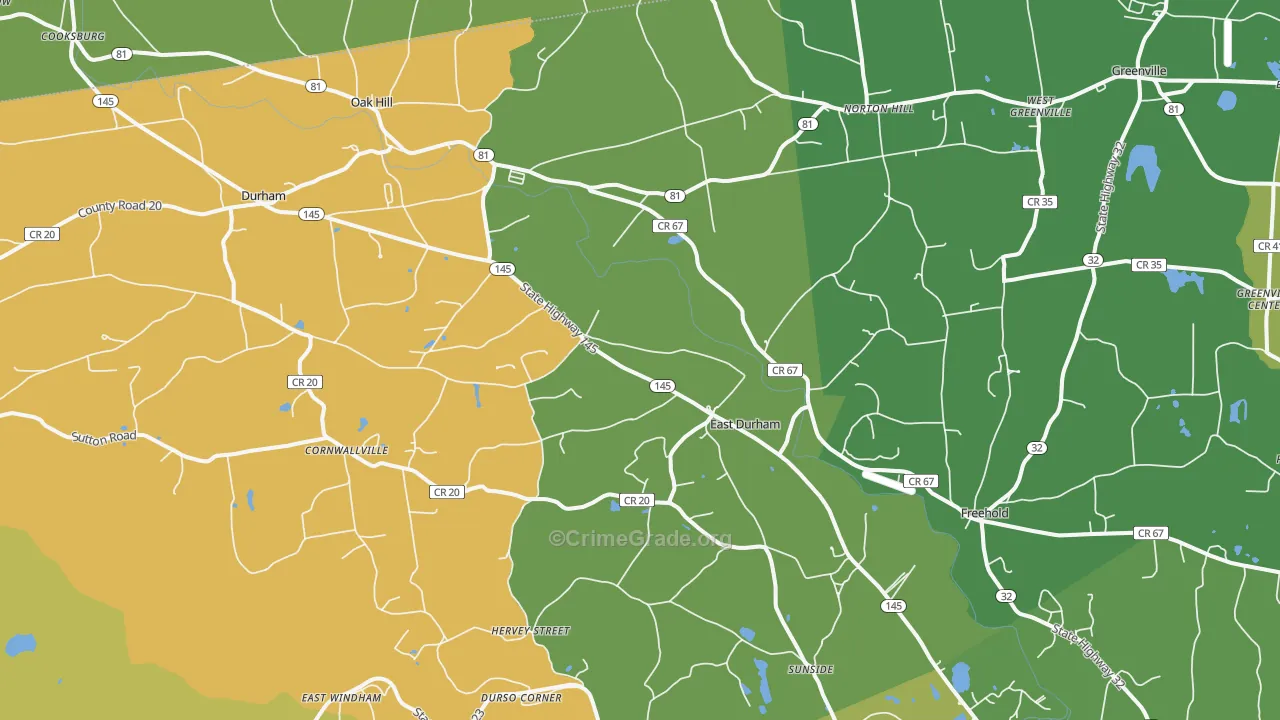 East Durham, NY Map of Murder Rates
