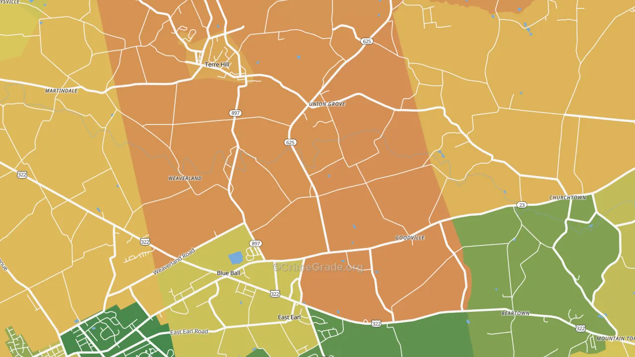 East Earl, PA Map of Murder Rates