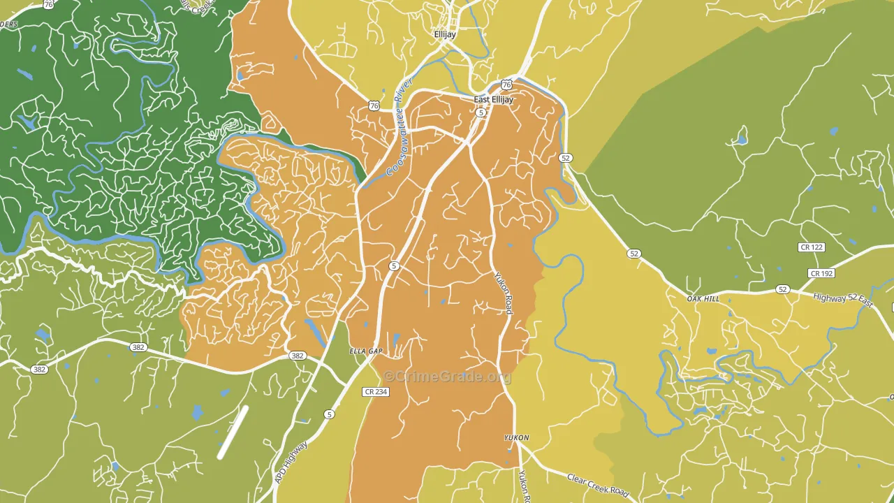 East Ellijay, GA Map of Murder Rates