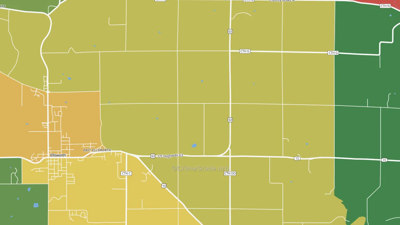 East Ellsworth, WI Map of Murder Rates