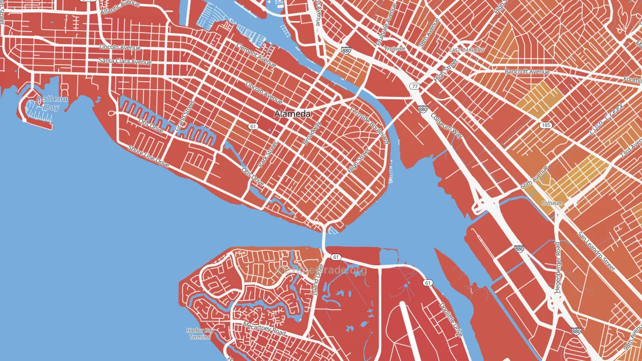 East End, Alameda, CA Map of Murder Rates