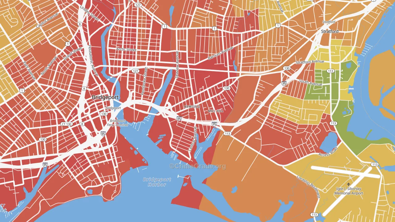 East End, Bridgeport, CT Map of Murder Rates