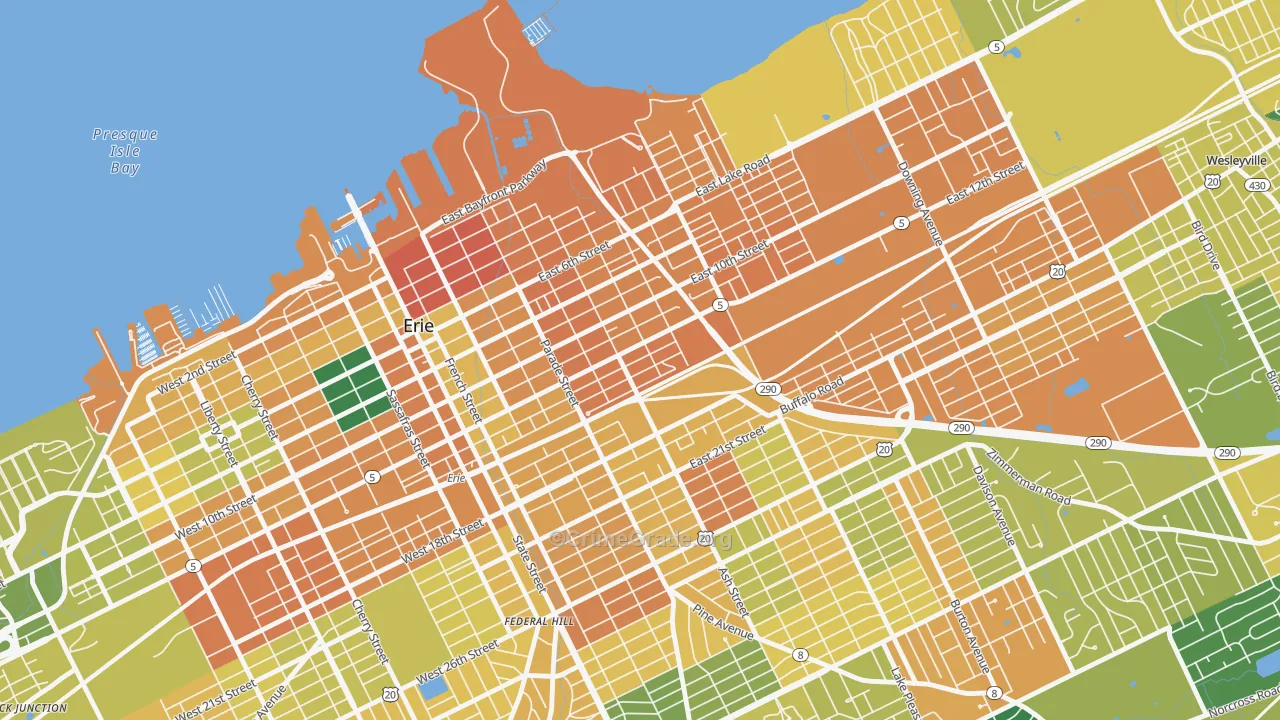 East Erie, Erie, PA Map of Murder Rates