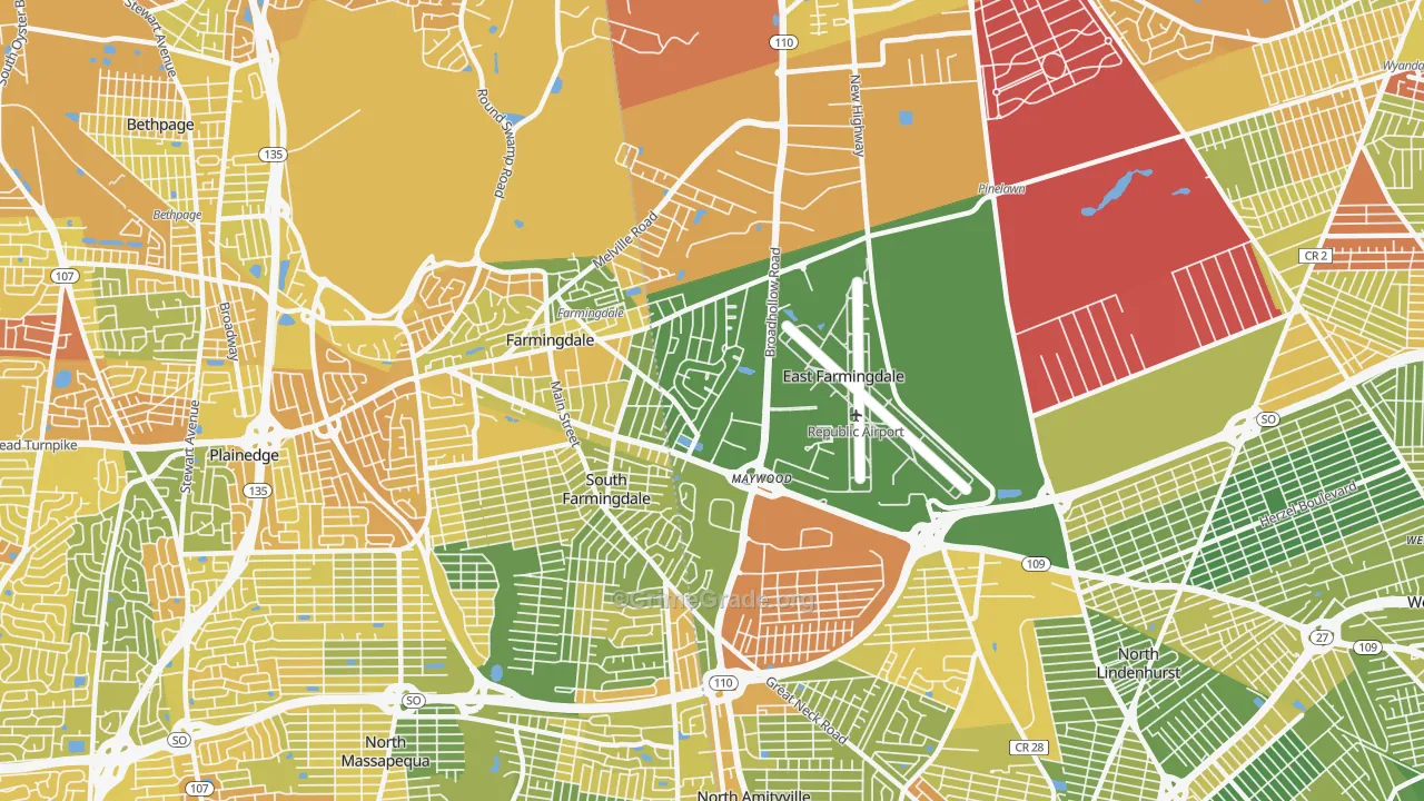 East Farmingdale, NY Map of Murder Rates