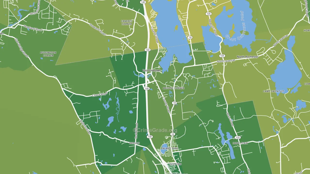 East Freetown, MA Map of Murder Rates