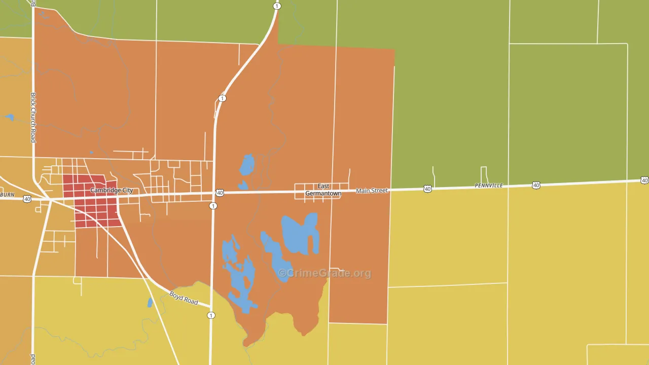 East Germantown, IN Map of Murder Rates