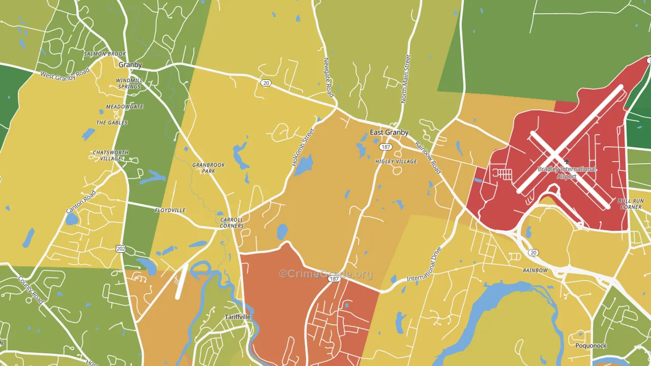 East Granby, CT Map of Murder Rates