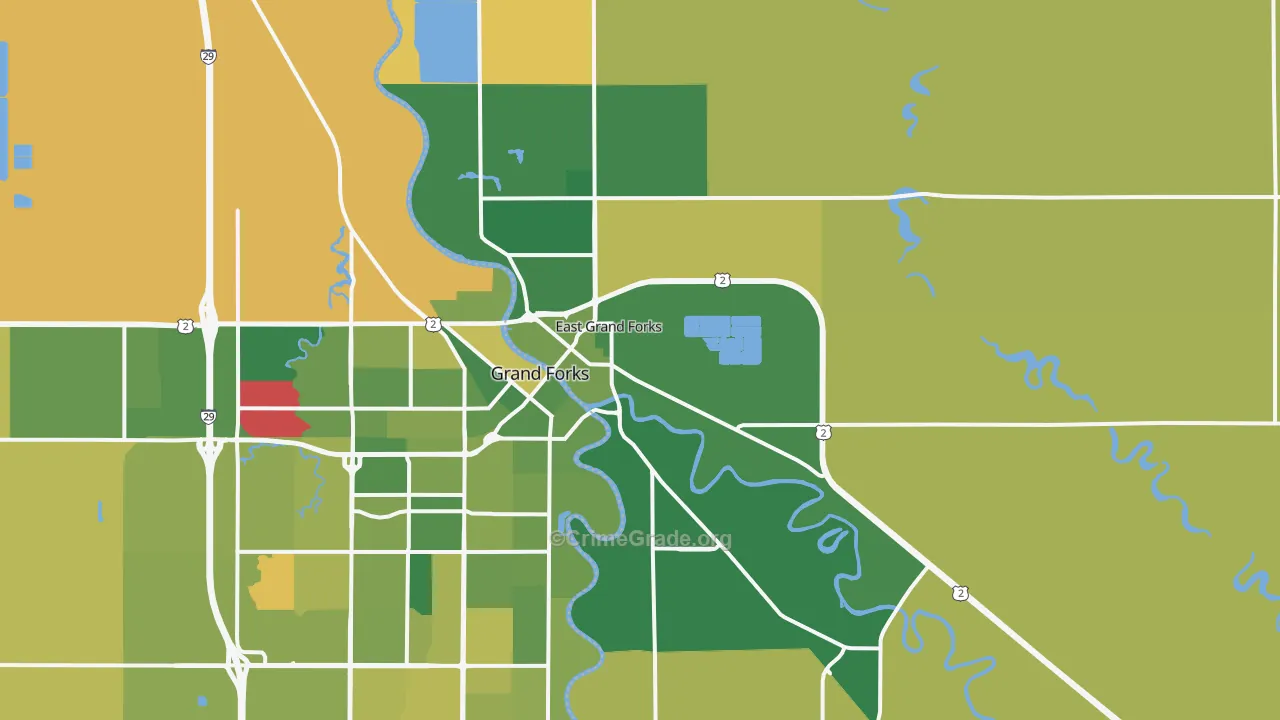 East Grand Forks, MN Map of Murder Rates