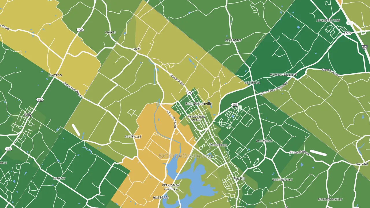East Greenville, PA Map of Murder Rates