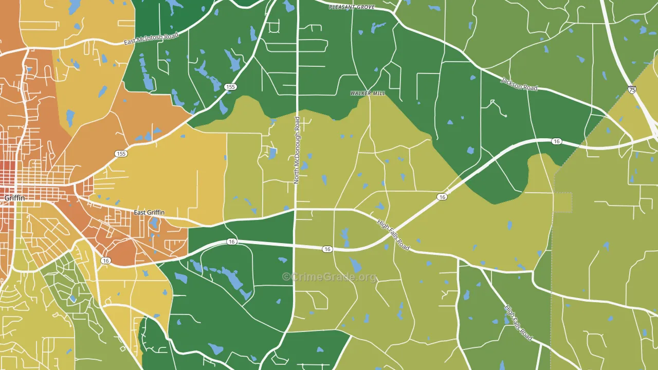 East Griffin, GA Map of Murder Rates
