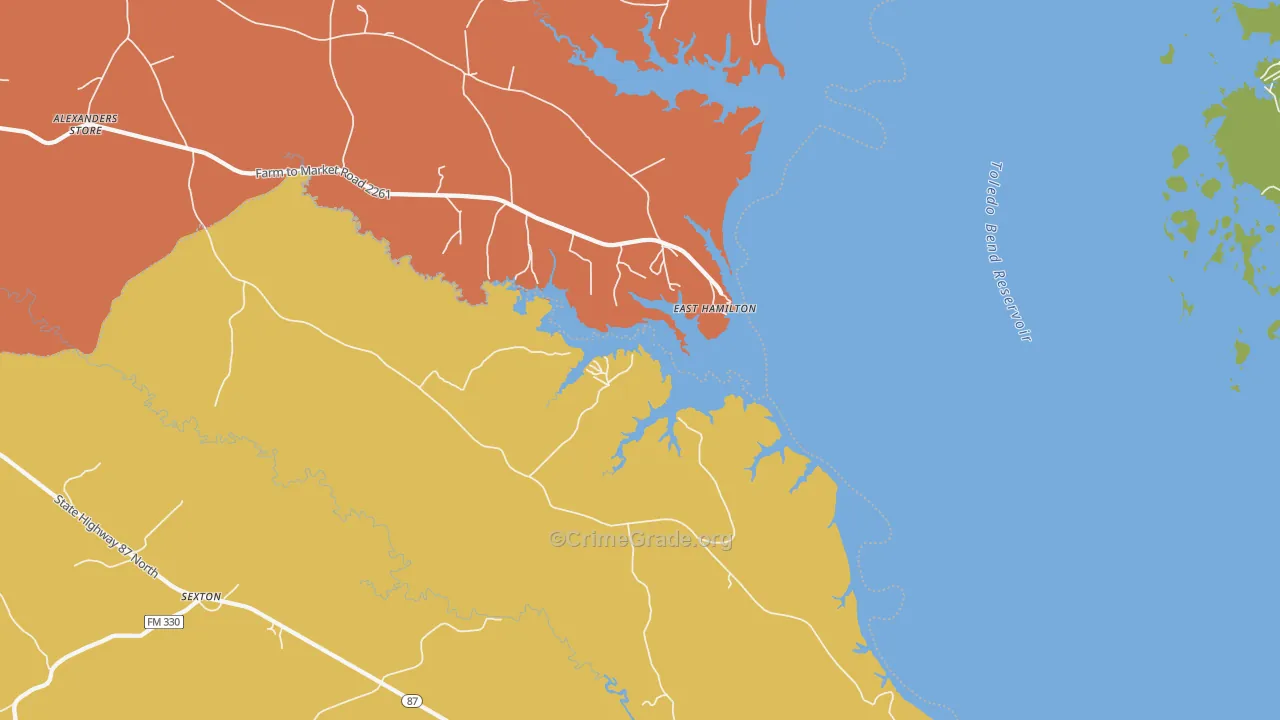 East Hamilton, TX Map of Murder Rates