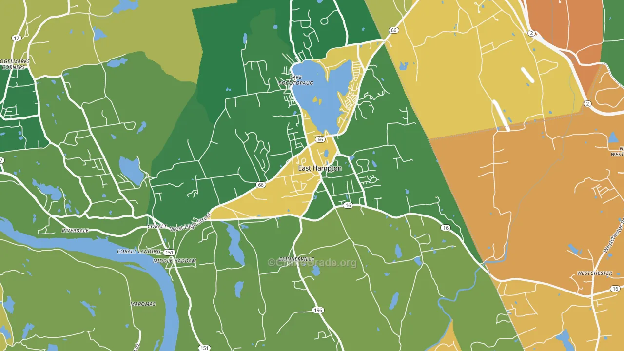 East Hampton, CT Map of Murder Rates