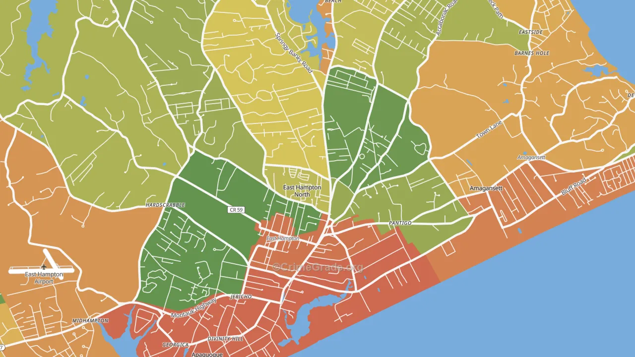 East Hampton North, NY Map of Murder Rates