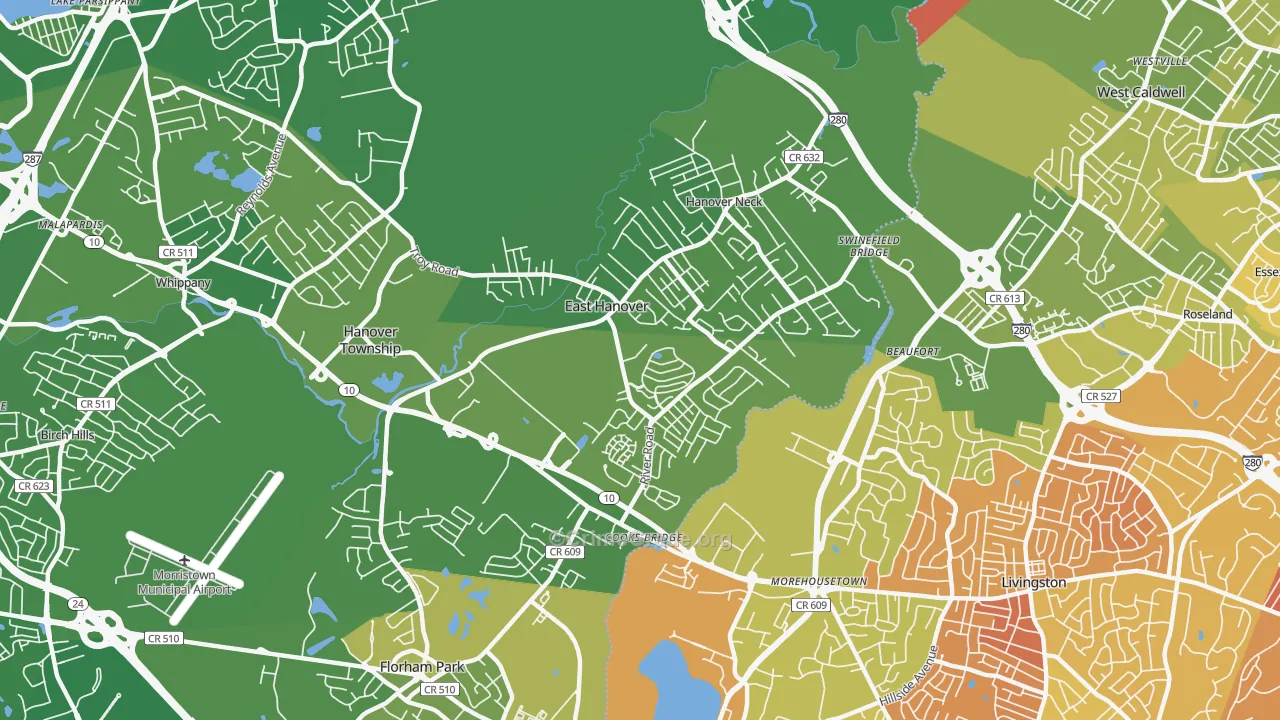 East Hanover, NJ Map of Murder Rates