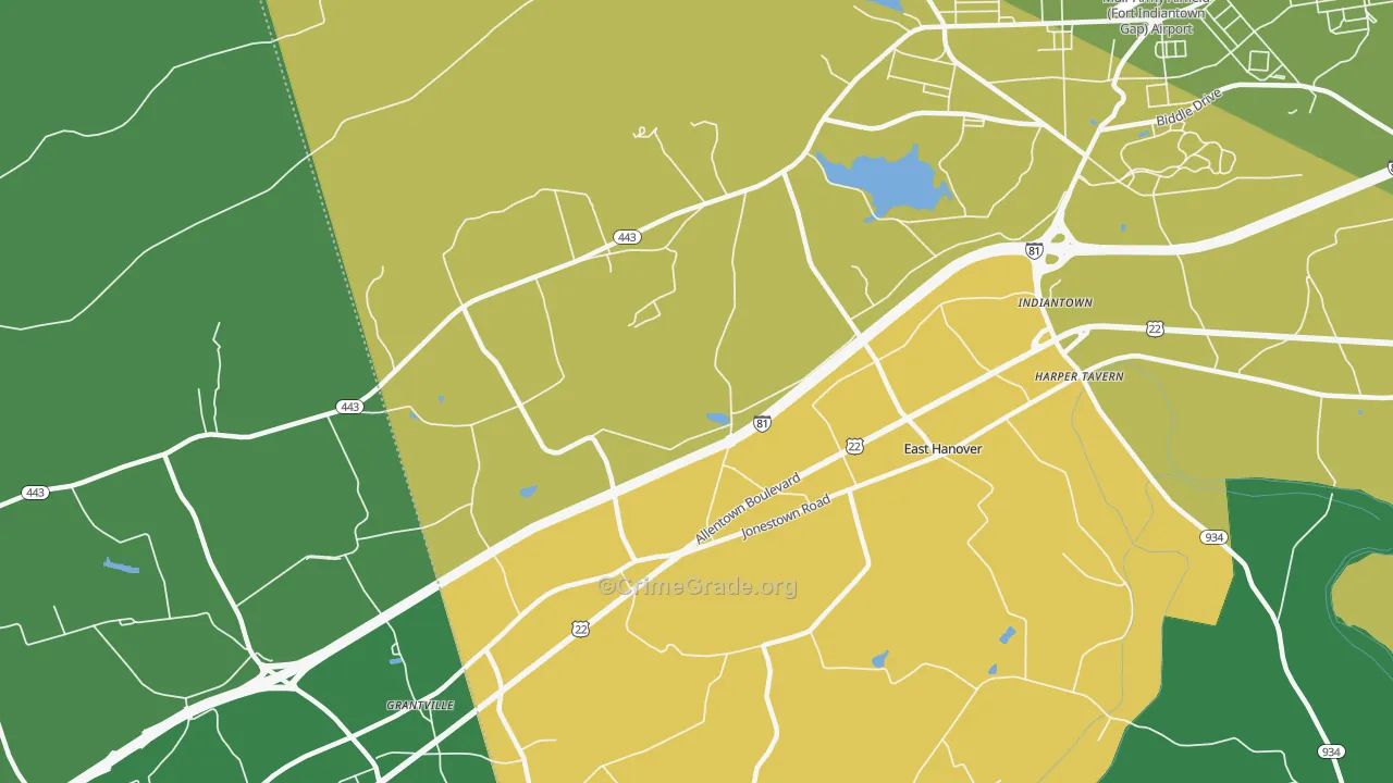 East Hanover, PA Map of Murder Rates