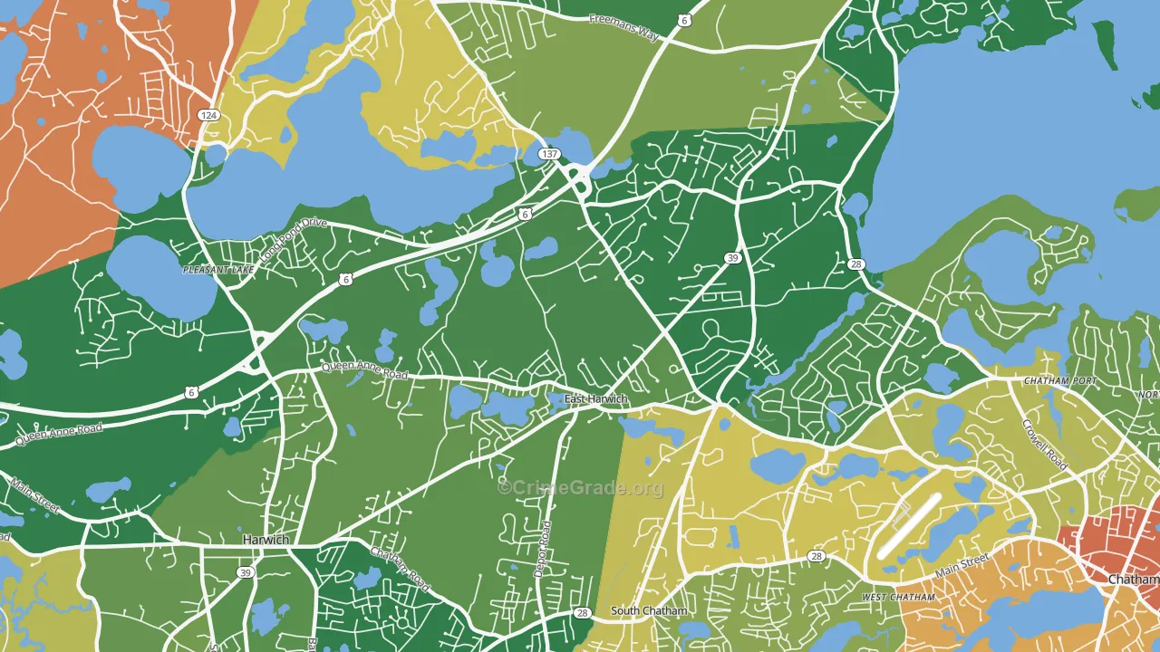East Harwich, MA Map of Murder Rates