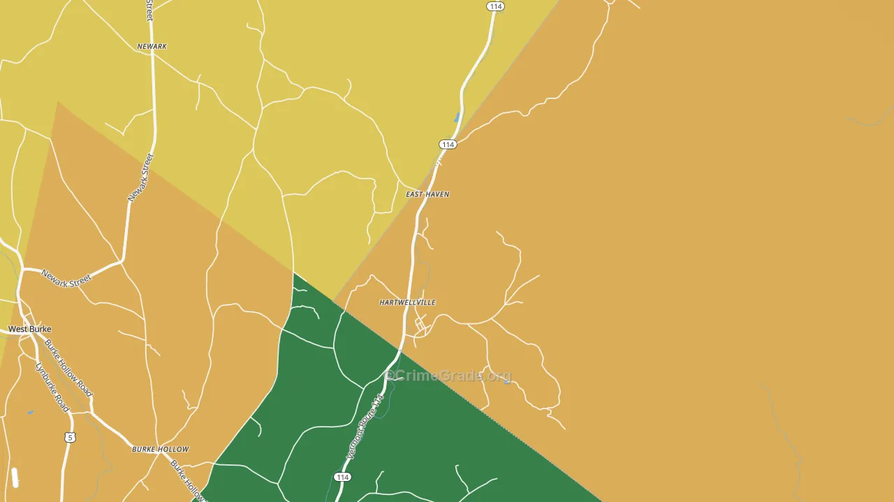 East Haven, VT Map of Murder Rates