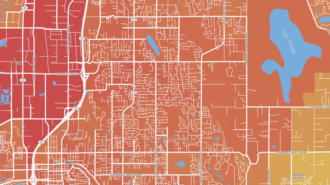 East Hill-Meridian, WA Map of Murder Rates