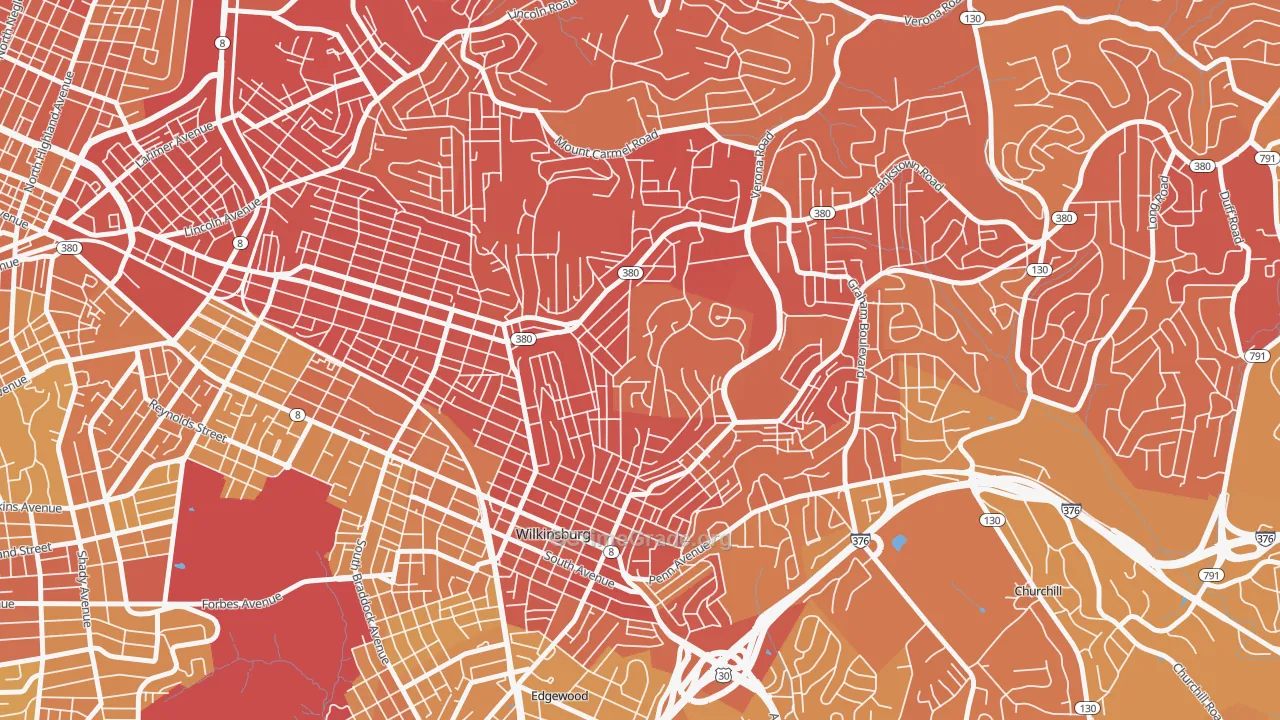 East Hills, Pittsburgh, PA Map of Murder Rates